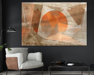 Zonsopgang. Wabi-sabi geometrisch landschap. van Dina Dankers