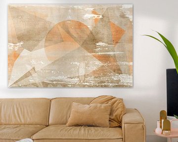 Zonsopgang. Zenlandschap in beige en oranje. van Dina Dankers