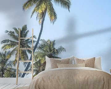 Palmbomen op het strand in Sri Lanka