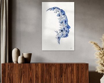 Portrait de fleur en bleu de Delft sur Dianne Wakker