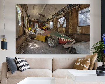 voiture de F1 abandonnée sur Ivana Luijten