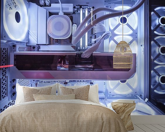 Voorbeeld van het werk in een kamer