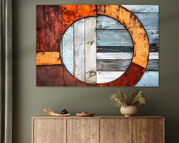 Abstract ontwerp met hout en metaal