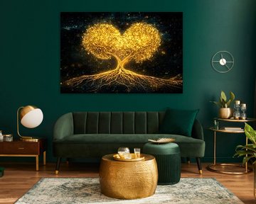 Gouden hartvormige boom stralend van Art & Soul Creations