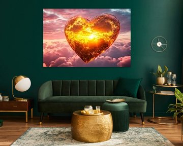 Zwevend gouden hart in wolken van Art & Soul Creations