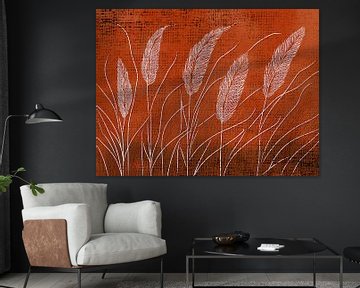 Botanische illustratie: Bloeiende grassen op linnen van Studio Pieternel