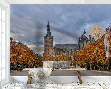 Sint-Janskathedraal en de Parade in 's-Hertogenbosch (herfstkleuren) van Fotografie Jeronimo