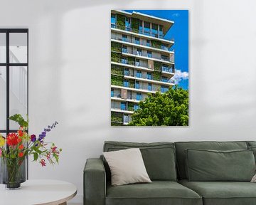 Groene gevel Erfurt - architectuur en natuur van Mixed media vector arts