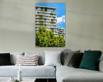 Groene gevel Erfurt - architectuur en natuur van Mixed media vector arts