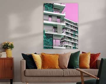 Roze visie op stedelijke architectuur van Mixed media vector arts