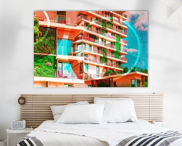Stedelijk wonen met grafische lichtheid van Mixed media vector arts
