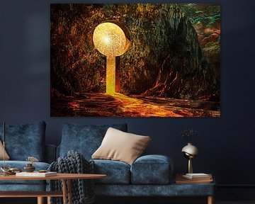 Mystical keyhole and mountains