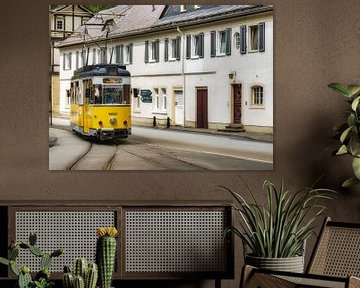 Ancien tramway jaune à Bad Schandau sur Connie de Graaf