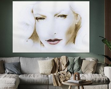 Lauren Bacall, portrait de femme à l'aquarelle, version légère