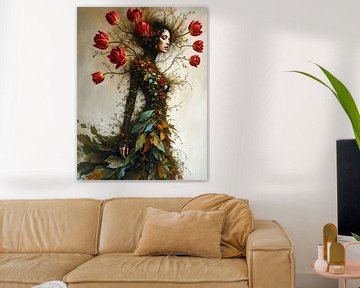 De planten vrouw surrealisme van Jolique Arte