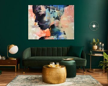 Abstract Vrouw Met Kleur van Blikvanger Schilderijen