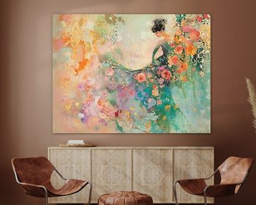 Bloemen Jurk | Vrouw Bloemen van ARTEO Schilderijen