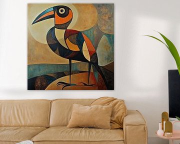 Rare vogel abstract kubisme van TheXclusive Art