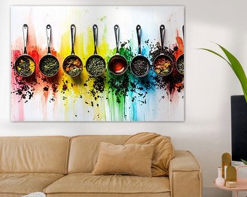 Colourful spoons with herbs by Art & Soul Creations