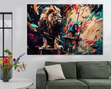Colourful lion with easel by Art & Soul Creations