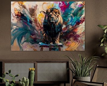 Abstract lion in bright colours by Art & Soul Creations