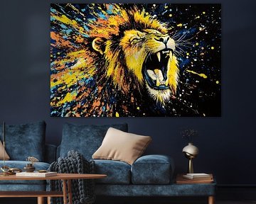 Lion majestueux en couleurs
