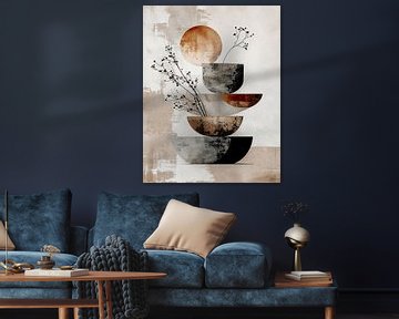 Moderne schaal een minimalistisch abstract kunstwerk in aardetinten van Dutch Art Works