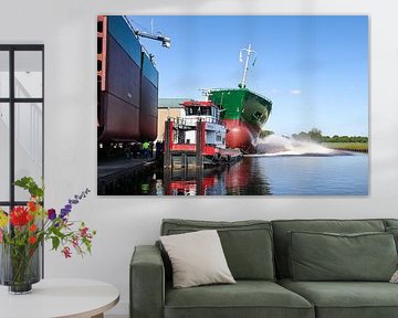 Launching of New Construction Ship Tidan with Tug Waterlily