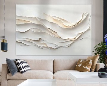 Golden Wave - Décoration murale abstraite dans des tons neutres sur Thea