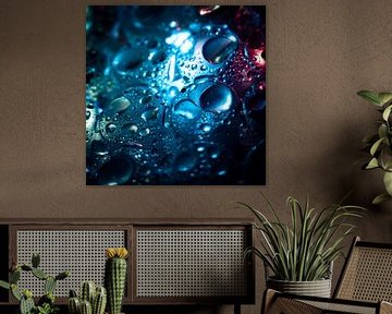 Waterdruppels op verlicht plastic oppervlak van Mixed media vector arts
