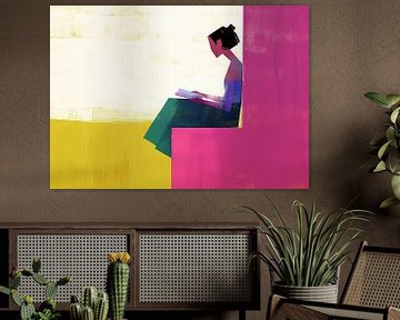 Vrouw met Boek in Abstracte Kunst van ARTEO Schilderijen