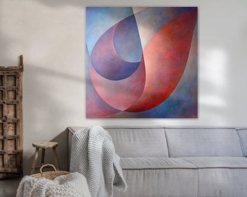 Blauw Rood | Abstract Blauw en Rood van Modern Collection