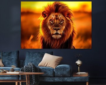 Lion majestueux dans la nature