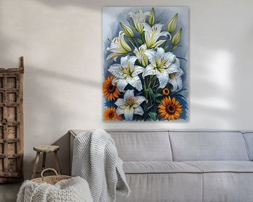 Lichtgevende lelies en zonovergoten bloemen van Artistic