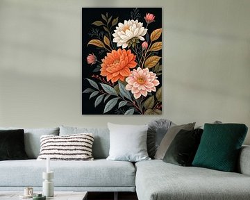 Composition florale élégante avec dahlias et bourgeons