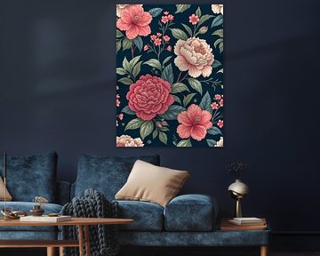 Vivid Peony Bloom Pattern by Artistic