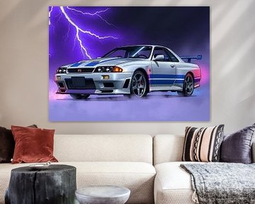 De zilveren Nissan Skyline GTR R34 van MIROKKU