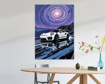 White Porsche 911 GT3 RS and Galaxy 2 by MIROKKU