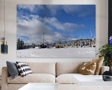 The playground in winter by Claude Laprise