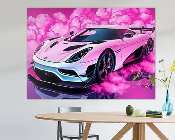 Witte Koenigsegg Agera RS - Neon Magenta Rooknevel van MIROKKU