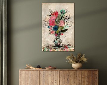 Floral fantasy with lines and colours by Brigitta Meijer