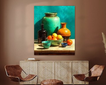 Stilleven met Citrus en Aardewerk van But First Framing