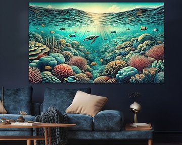 Vintage Australien, Great Barrier Reef Poster von Chromatic Fusion Studio