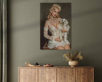 vrouw met huisdier retro boudoir look