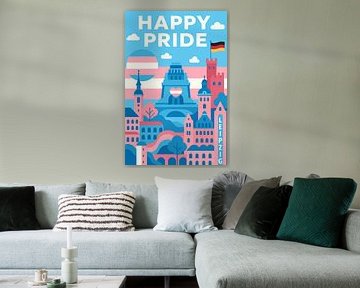 Happy Pride Leipzig Stadsgezicht Illustratie