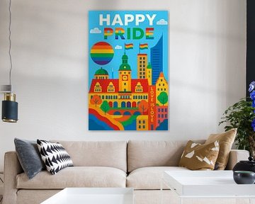 Gelukkig stadsgezicht Illustratie