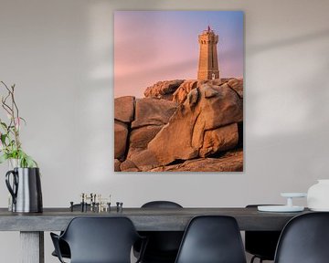 Zonsondergang bij de vuurtoren Mean Ruz, Bretagne, Frankrijk van Henk Meijer Photography