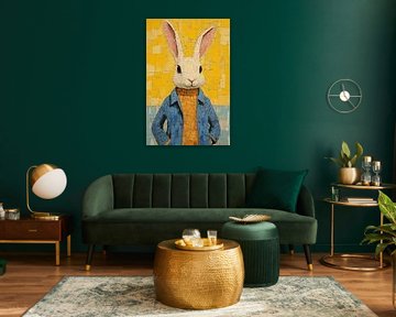 Wit Konijn | Vrolijk Konijn met Jas van Modern Collection