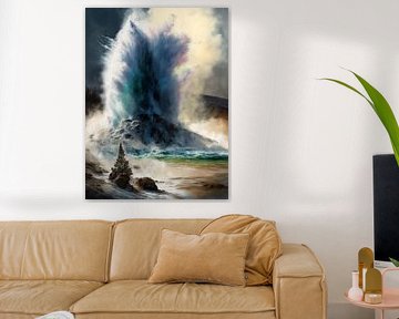 Geysir Fontaine Ausbruch Naturschauspiel Baum Landschaft von gm_designs