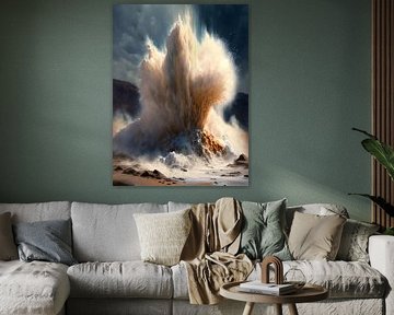 Geyser fountain eruption natural spectacle landscape